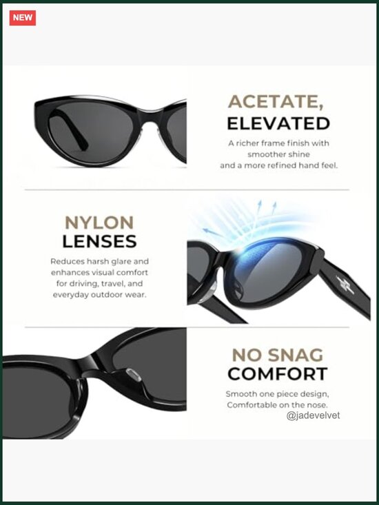 Retro Oval Acetate Cat Eye Sunglasses for Women Y2K 90s Trendy UV400